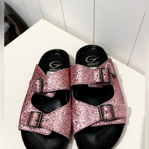 Gallucci  made in Italy slip on sandals size 39 US 9 Pastel Pink glitter - Picture 9 of 9